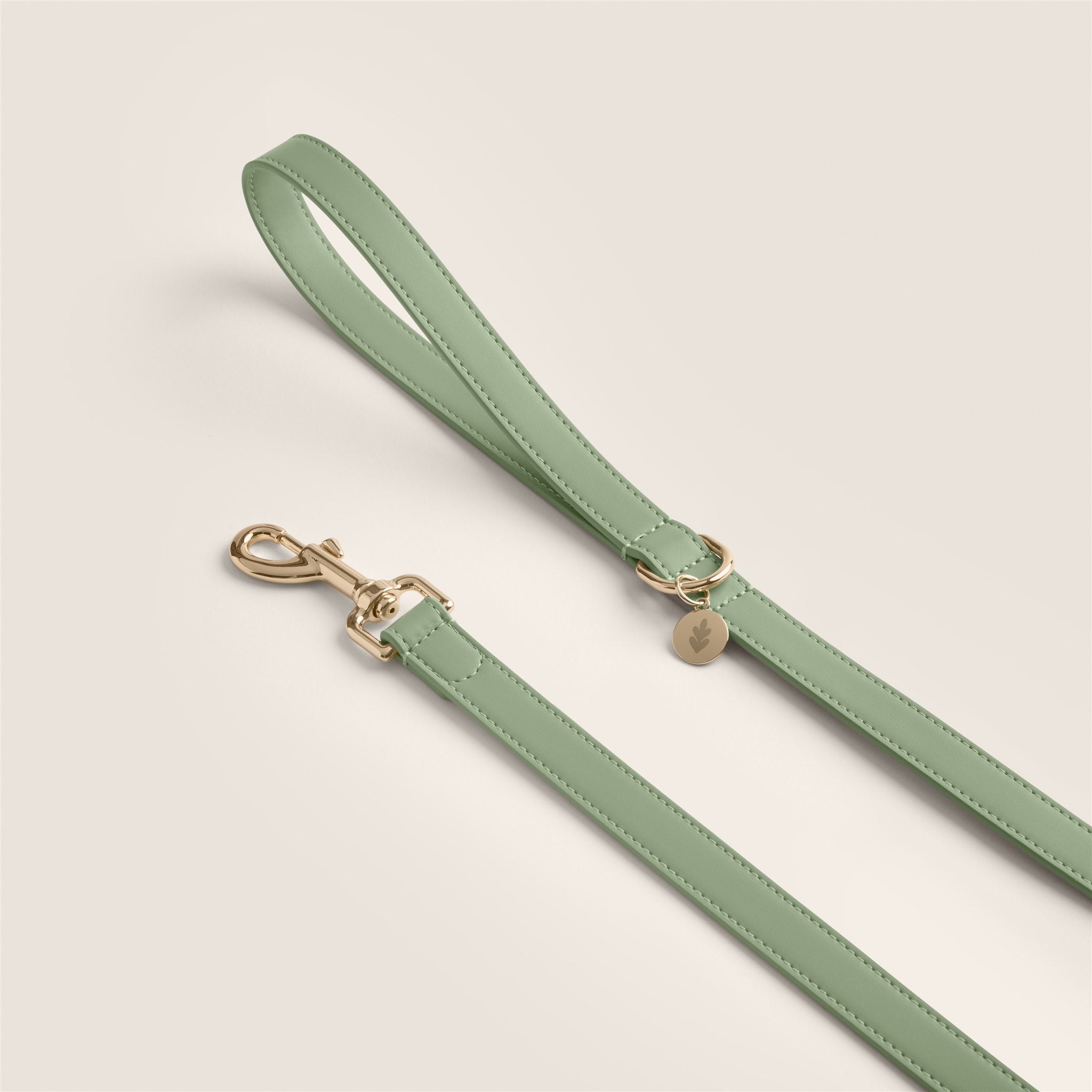 Tails & Bloom sage pastel green soft padded vegan leather small dog lead for king charles spaniel & toy poodle