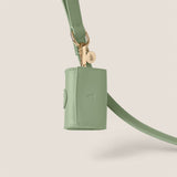 Pastel green sage stylish dog accessories easy clean vegan leather poop bag holder for morkie & toy poodle by Tails & Bloom