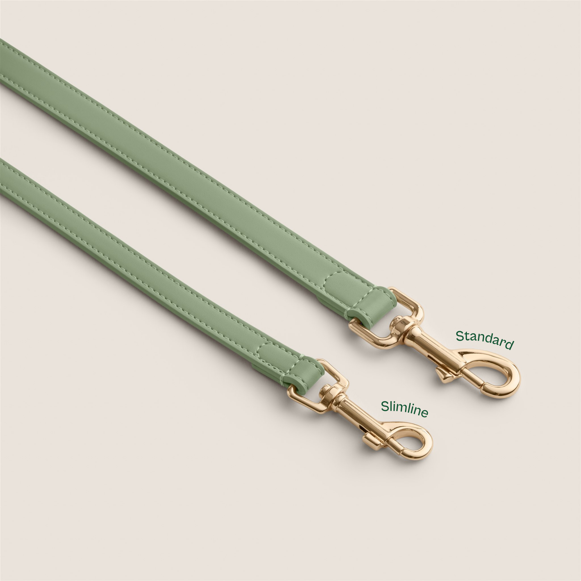 Pastel green sage matching collar and lead for miniature dachshund & pomchi - dog mum gift by Tails & Bloom